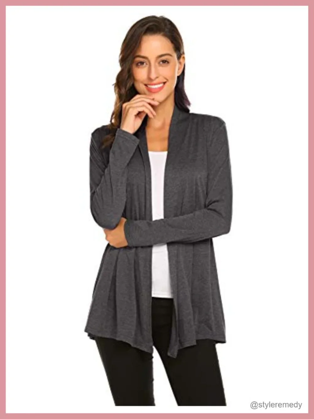 Lightweight Long Sleeve Cardigan Soft Drape Open Front Fall Dusters